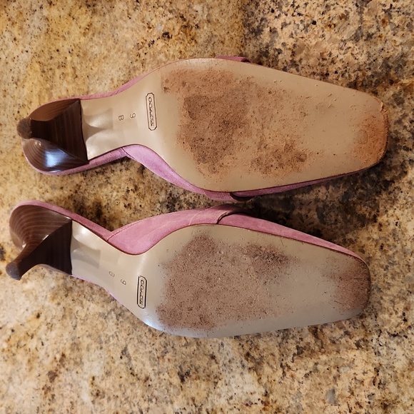 Coach Pink Suede Mule Sandals. Buckle - Picture 15 of 16
